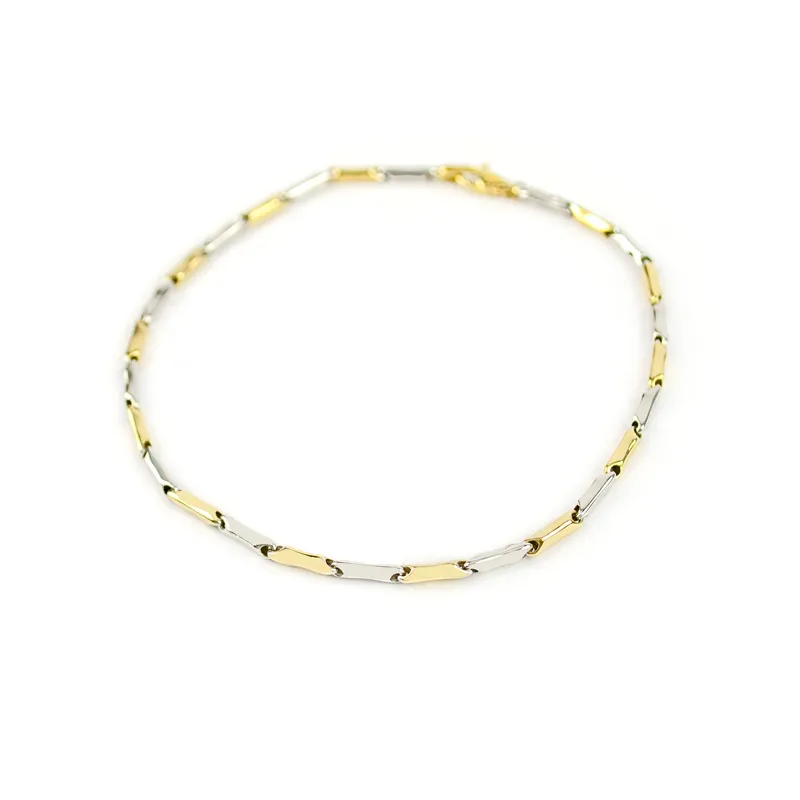 Bracciale uomo bicolore in oro giallo e oro bianco