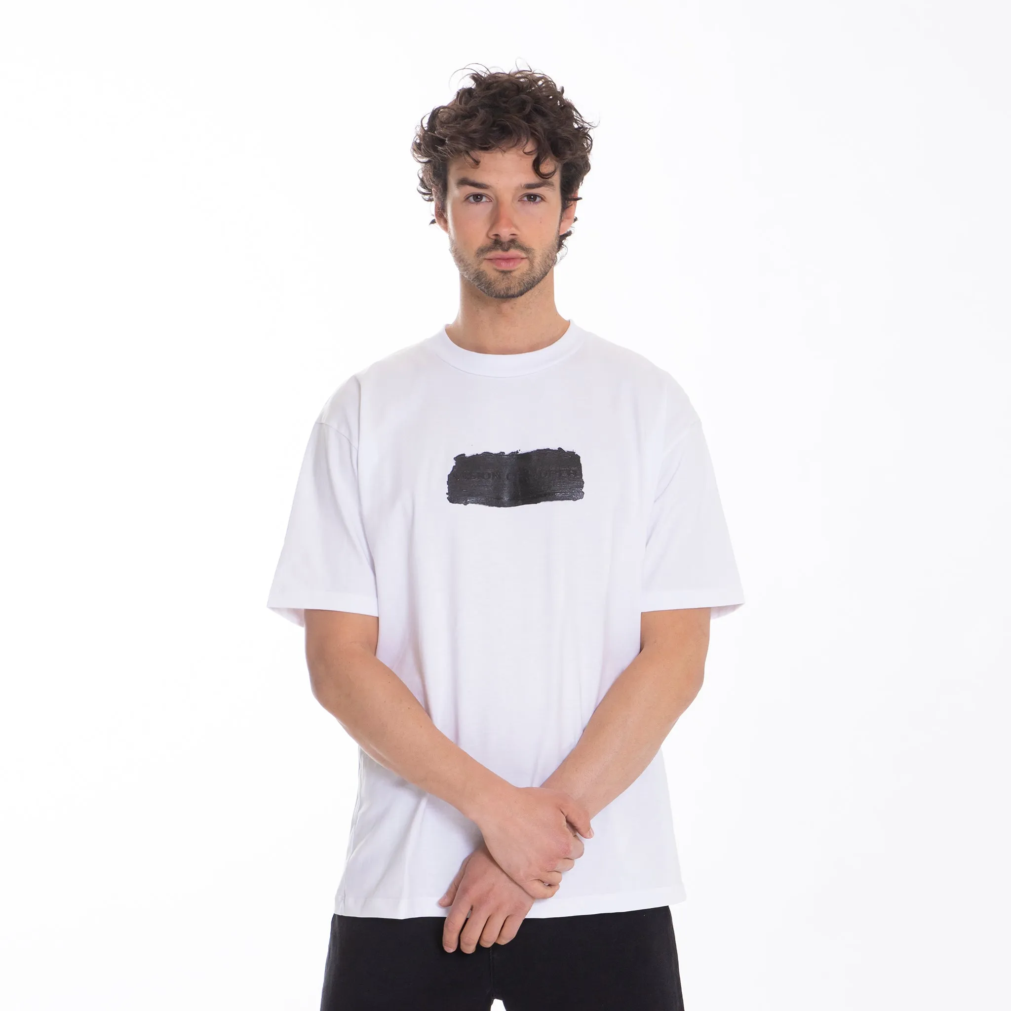 VISION OF SUPER T-SHIRT BIANCA LOGO NERO SPALMATO